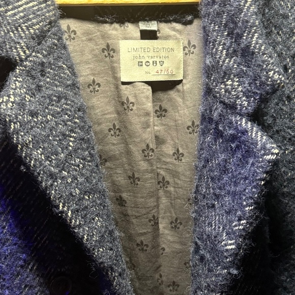 John Varvatos Limited Edition (47/60) Frost Blue Wool and Linen blend  Overcoat - Picture 3 of 9